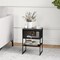 Costway 1/2 PCS Home Nightstand 3-Tier Storage Table with Door Open Shelf Heavy-duty Metal Frame Black